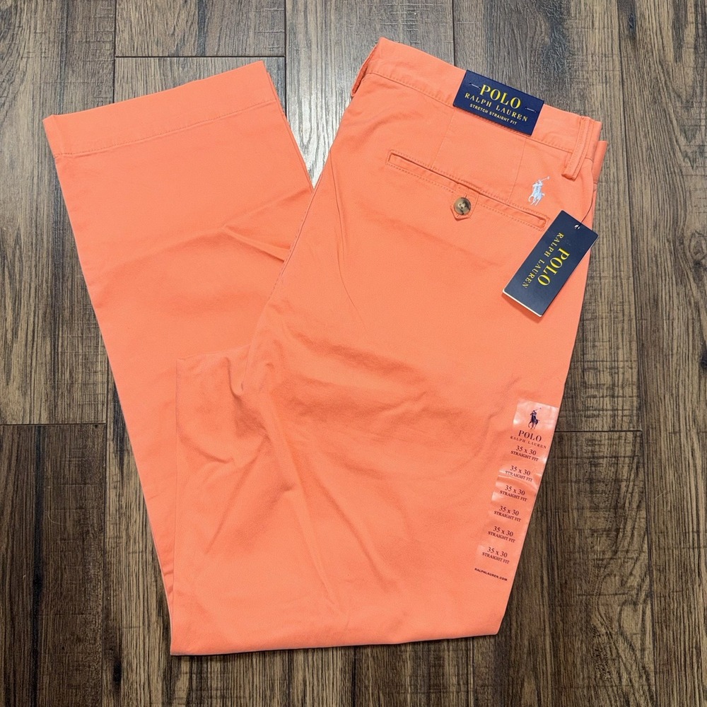Polo Ralph Lauren Stretch Straight Fit Chino Pants Men's 35 x 30 Orange NWT